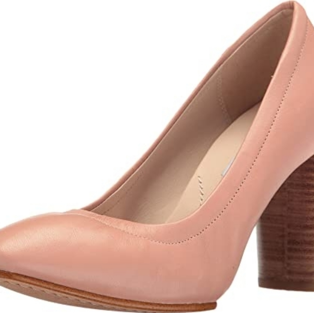Clarks Grace Eva Dusty Pink Leather Block Heels